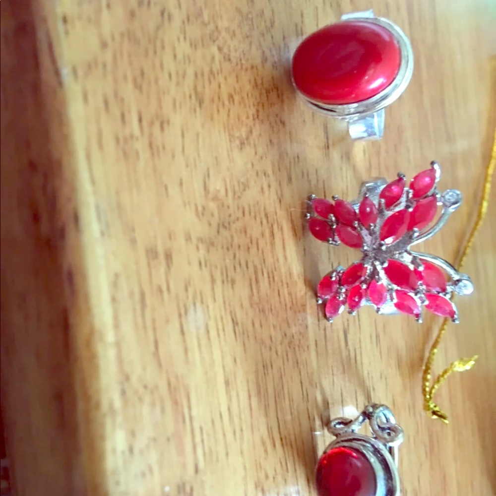 Sterling Silver Red Ring Lot